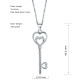 Valentine Key Hearts Key Pendant Necklace in Sterling Silver